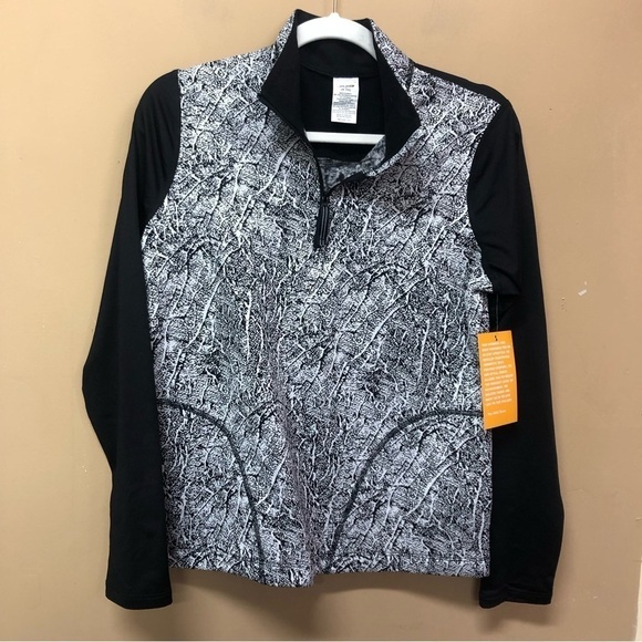 Avia Black White AV Brushed Jacq 1/4 Zip Jacket NWT - Picture 1 of 4